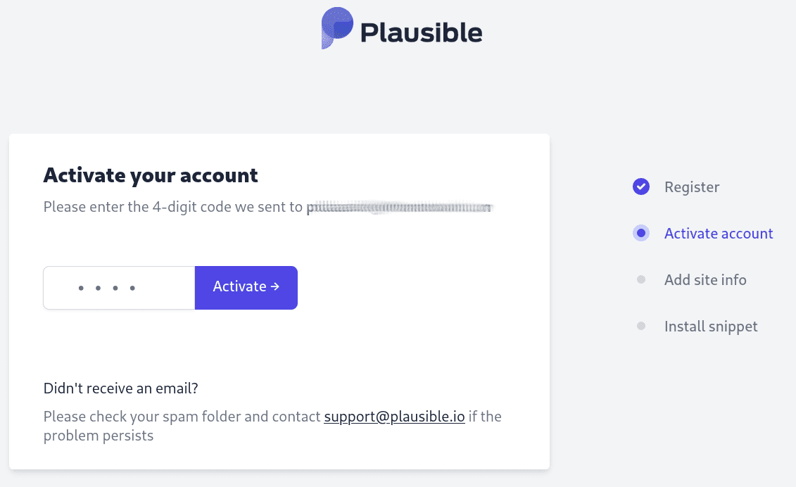 Activate your Plausible Analytics account