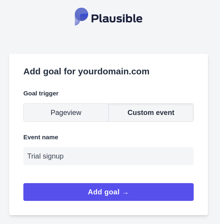 Add your custom event goal