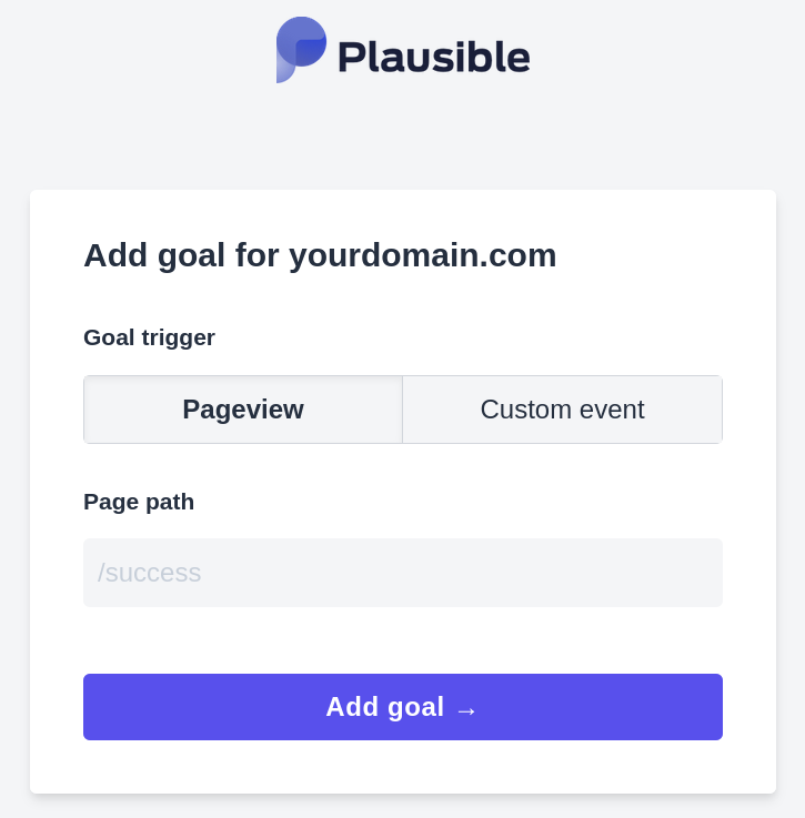 Add your pageview goal