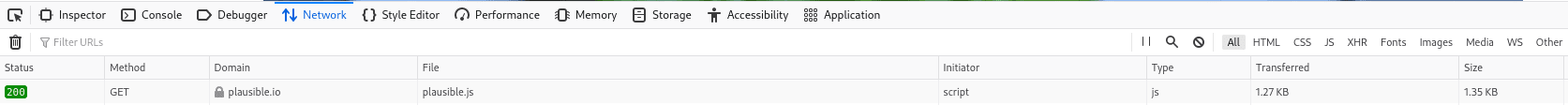 Ensure that the Plausible Analytics script is loading in the 'Network' tab