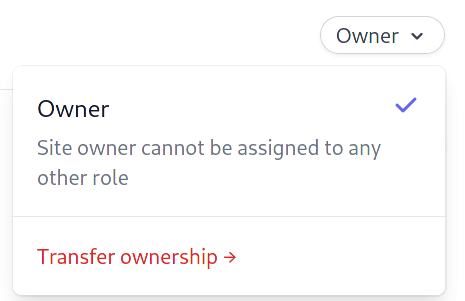 Transfer ownership of a site